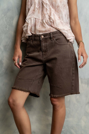 Layla Denim Shorts in Brown - FINAL SALE