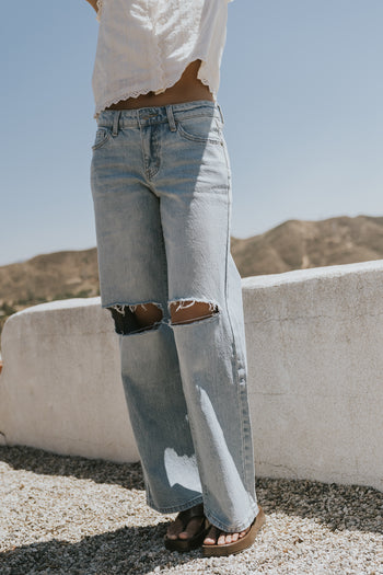 Martha Mid Rise Distressed Wide Leg Jeans