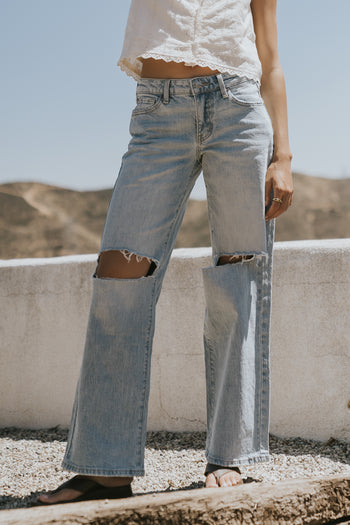 Martha Mid Rise Distressed Wide Leg Jeans