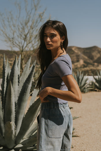 Kaila Scalloped Top in Blue