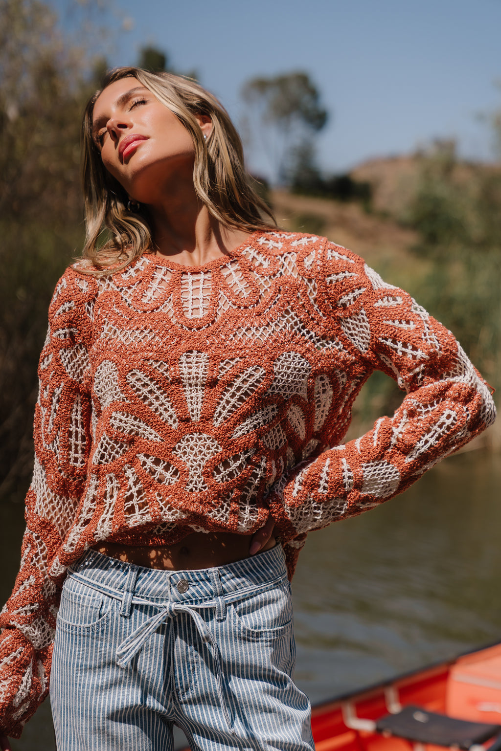 Rosa Crochet Top in Brick - FINAL SALE