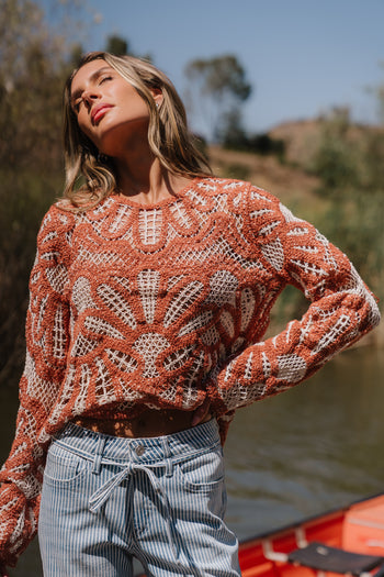 Rosa Crochet Top in Brick - FINAL SALE