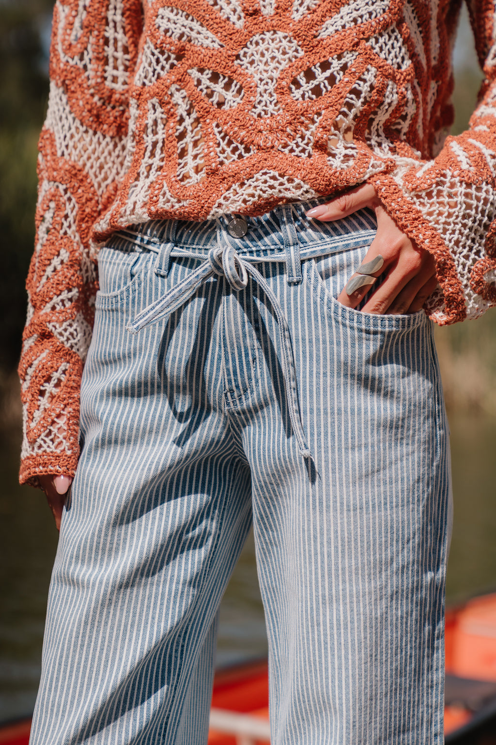 Abigail Striped Wide Leg Jeans
