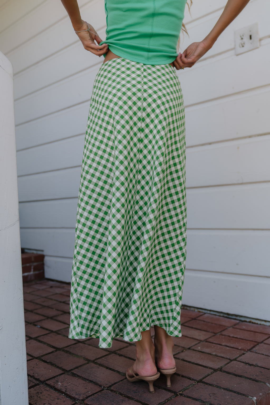 Posie Gingham Maxi Skirt in Green - FINAL SALE