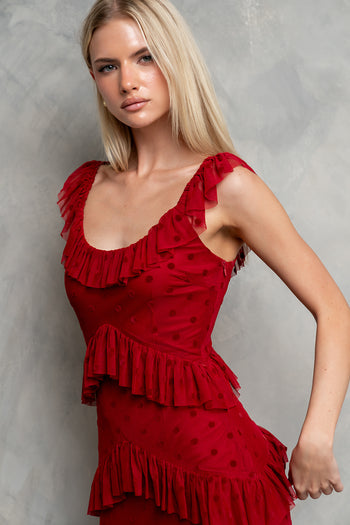 Katrina Tiered Maxi Dress in Red