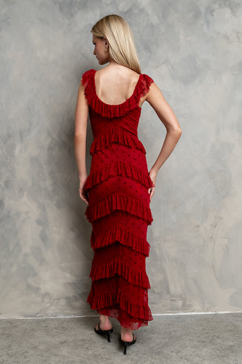 Katrina Tiered Maxi Dress in Red