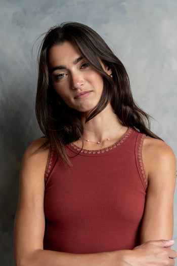 Leia Contrast Tank Top in Brick - FINAL SALE