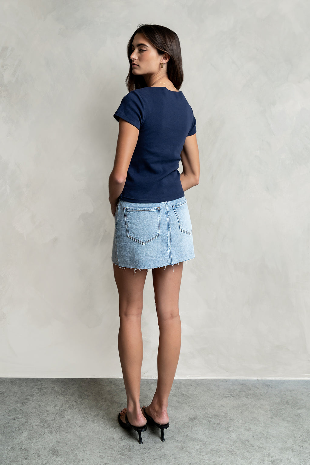 Kysa Rhinestone Denim Skirt
