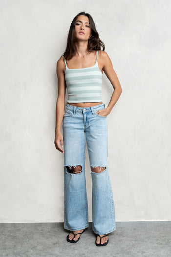 Martha Mid Rise Distressed Wide Leg Jeans