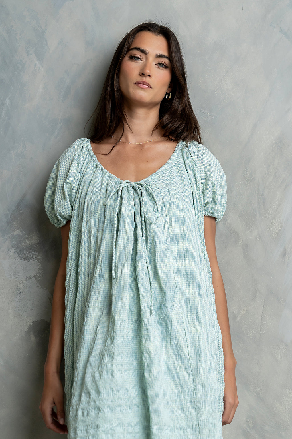 Charlie Gingham Mini Dress in Blue - FINAL SALE