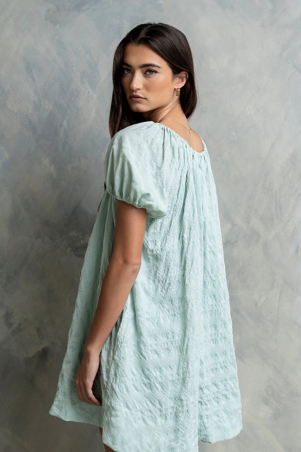 Charlie Gingham Mini Dress in Blue - FINAL SALE