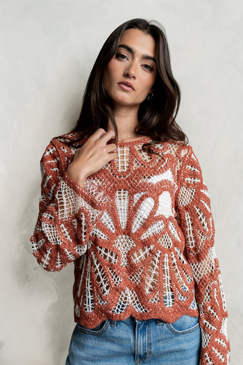 Rosa Crochet Top in Brick - FINAL SALE