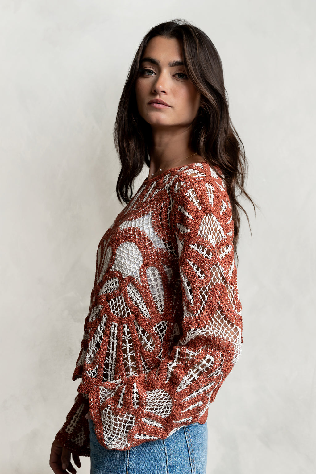 Rosa Crochet Top in Brick - FINAL SALE