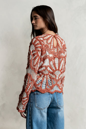 Rosa Crochet Top in Brick - FINAL SALE