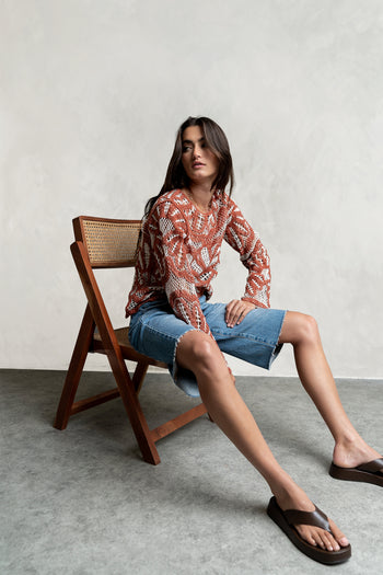 Rosa Crochet Top in Brick - FINAL SALE