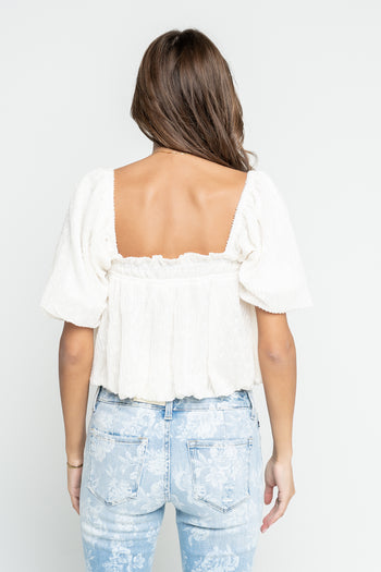 Renna Textured Bubble Top in Ivory