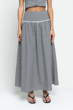 Kellie Gingham Skirt in Black - FINAL SALE