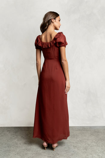 Annelise Maxi Dress in Red-Brown