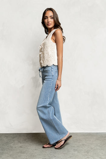 Abigail Striped Wide Leg Jeans