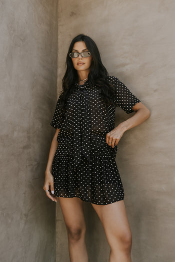 Hazel Polka Dot Skirt in Black