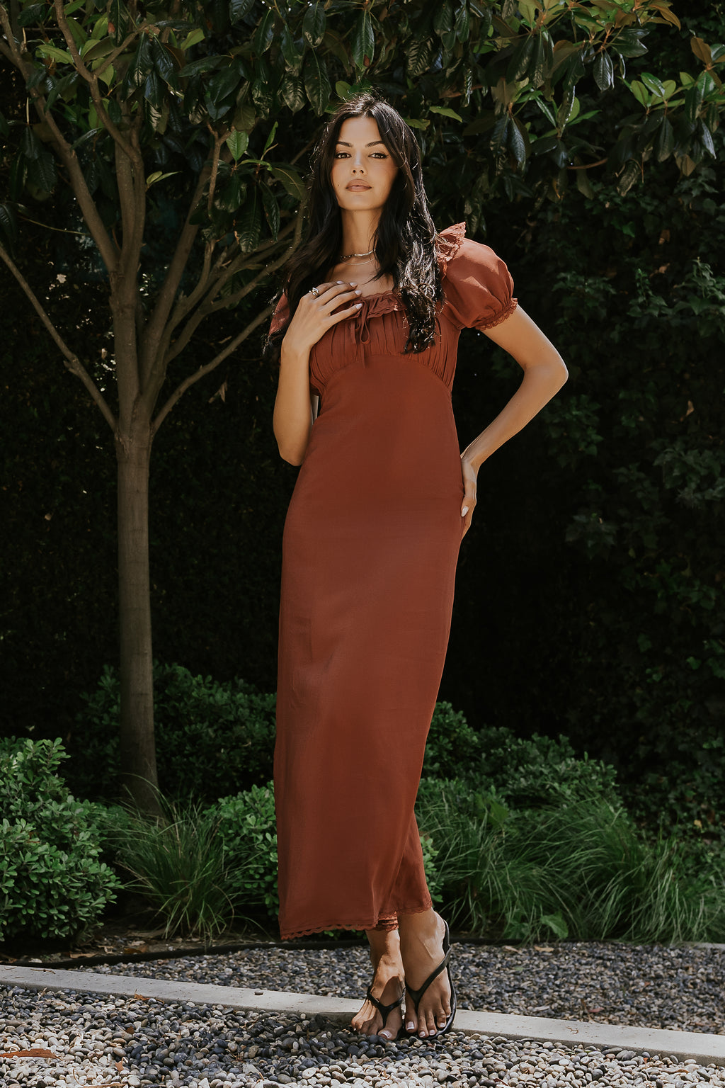 Annelise Maxi Dress in Red-Brown