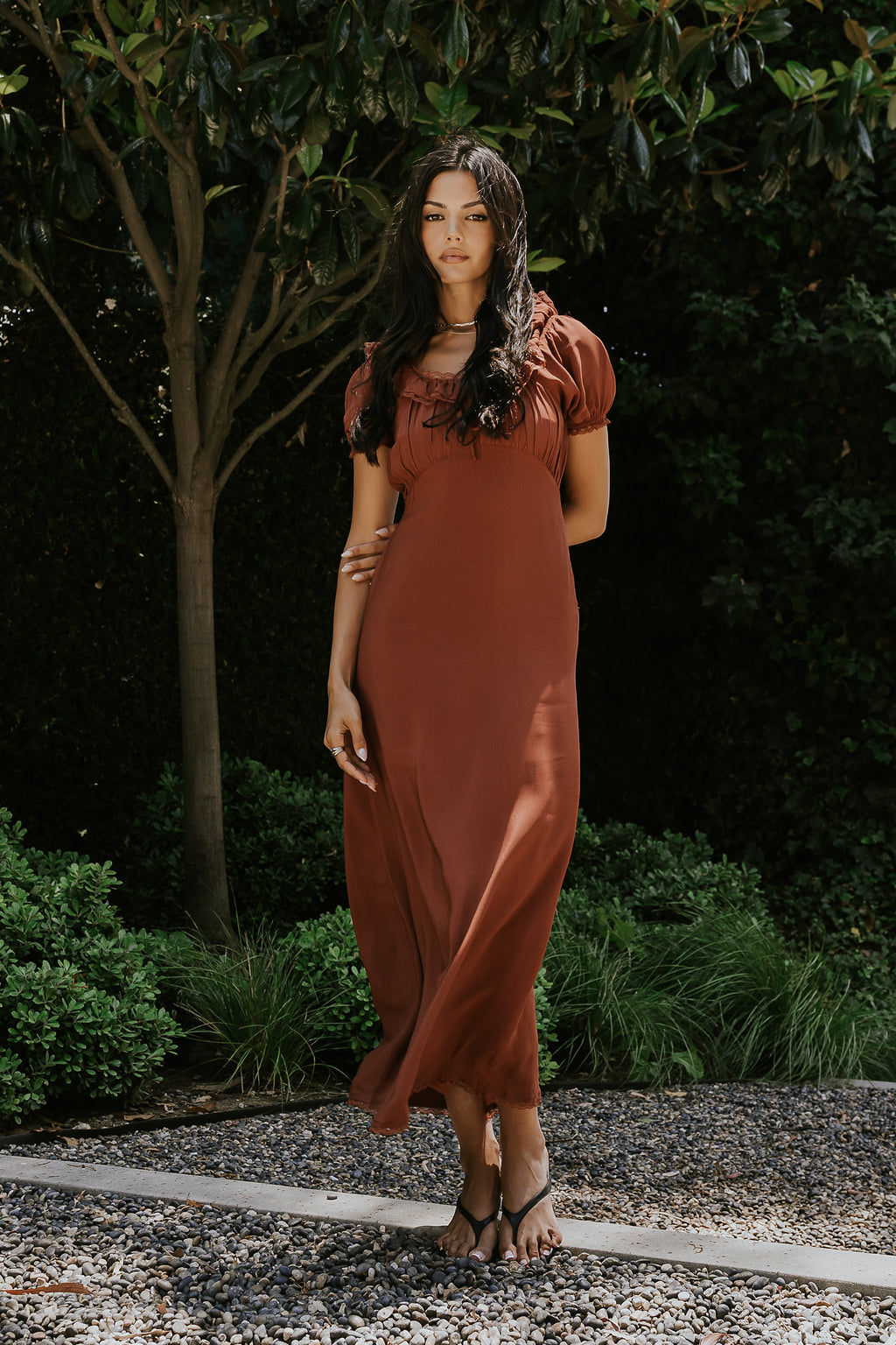 Annelise Maxi Dress in Red-Brown