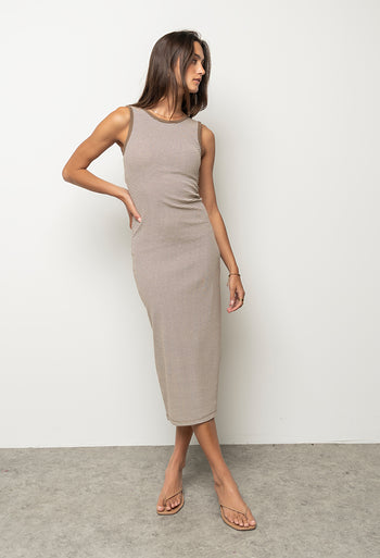 Kamber Striped Midi Tank Dress in Brown - FINAL SALE