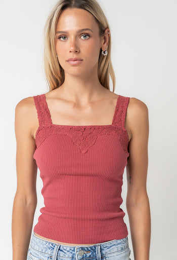 Saylor Ribbed Tank in Berry - FINAL SALE