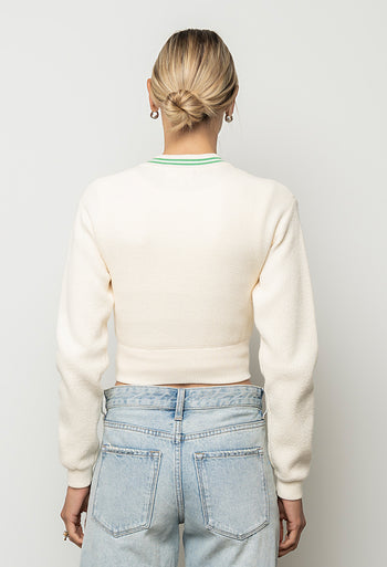 Coco Zip Up Sweater in White - FINAL SALE