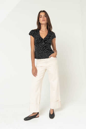 Lylah Polka Dot Top in Black