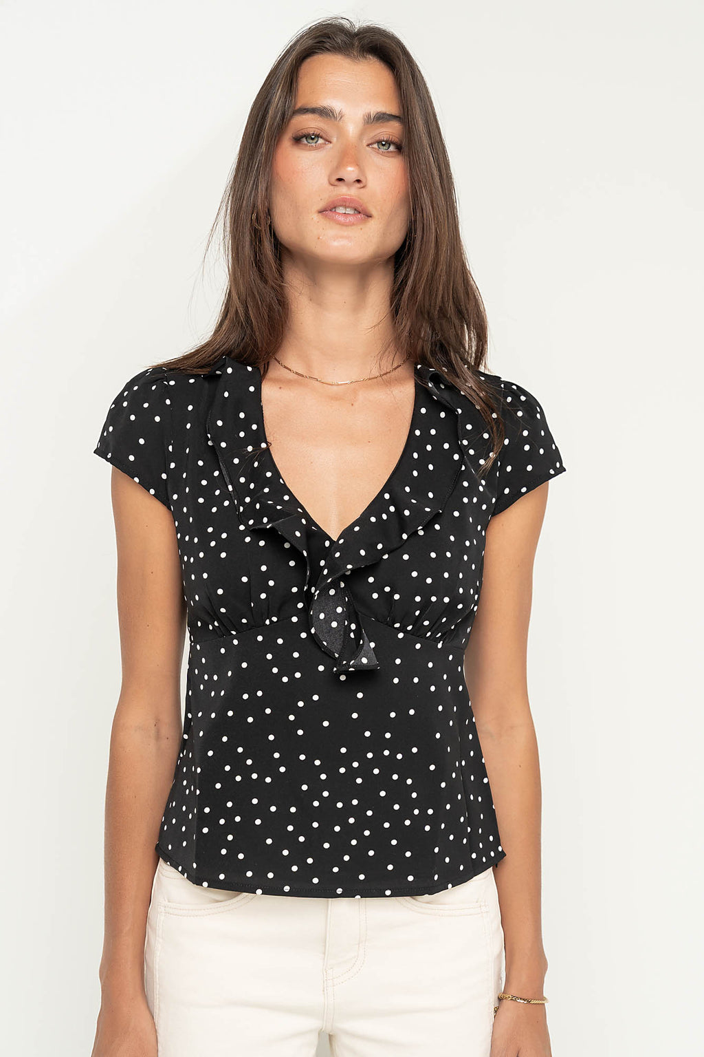 Lylah Polka Dot Top in Black