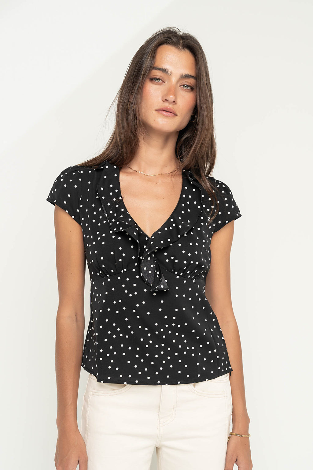 Lylah Polka Dot Top in Black