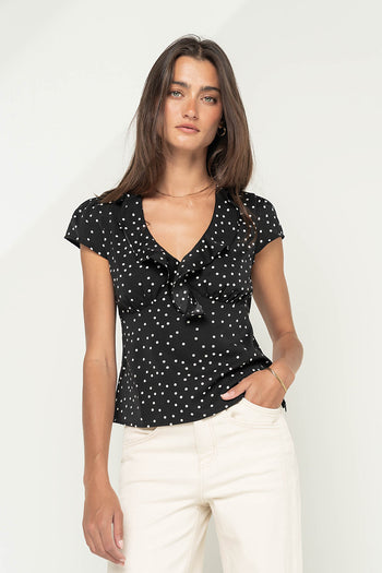 Lylah Polka Dot Top in Black