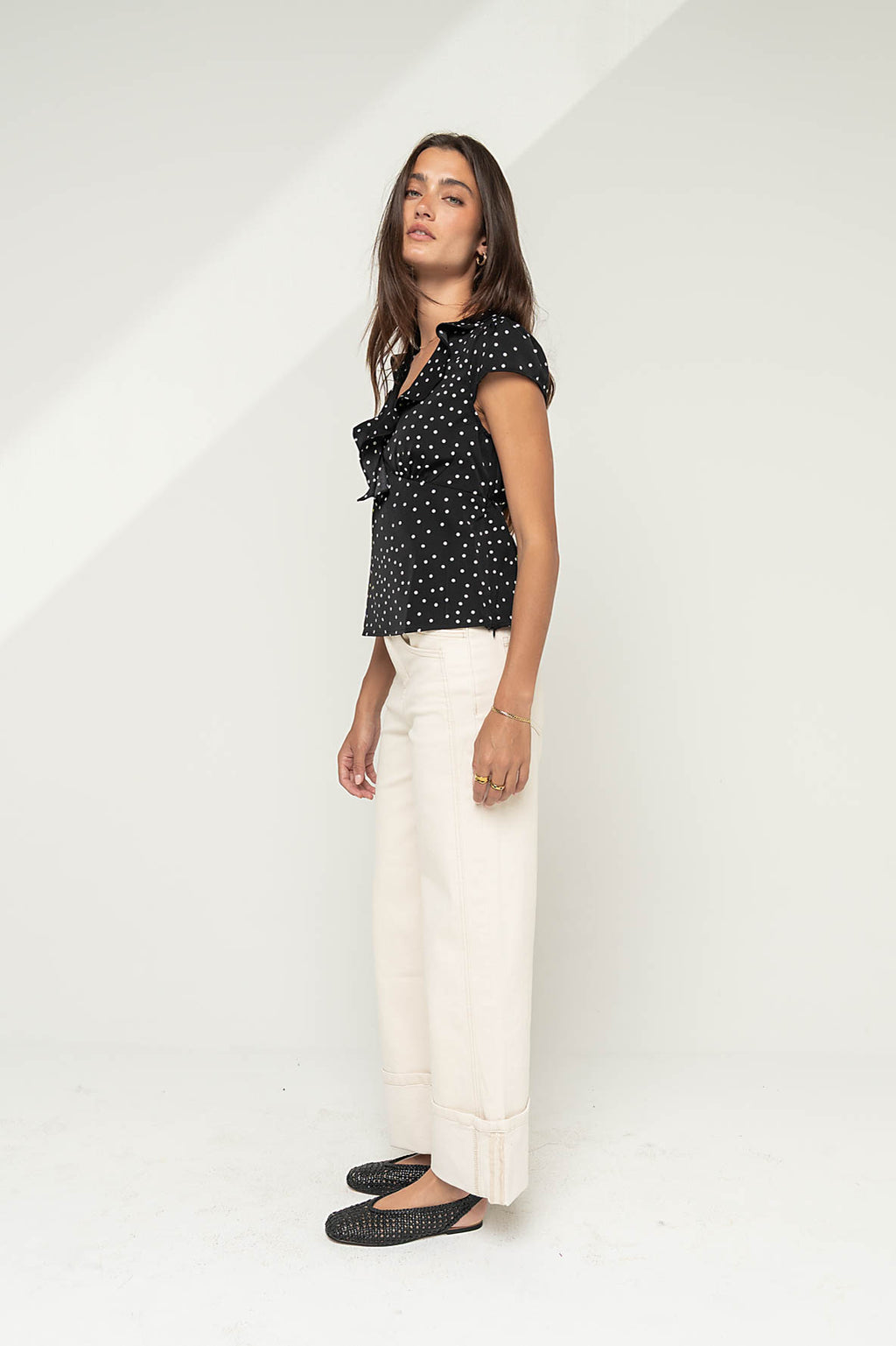 Lylah Polka Dot Top in Black
