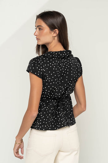 Lylah Polka Dot Top in Black