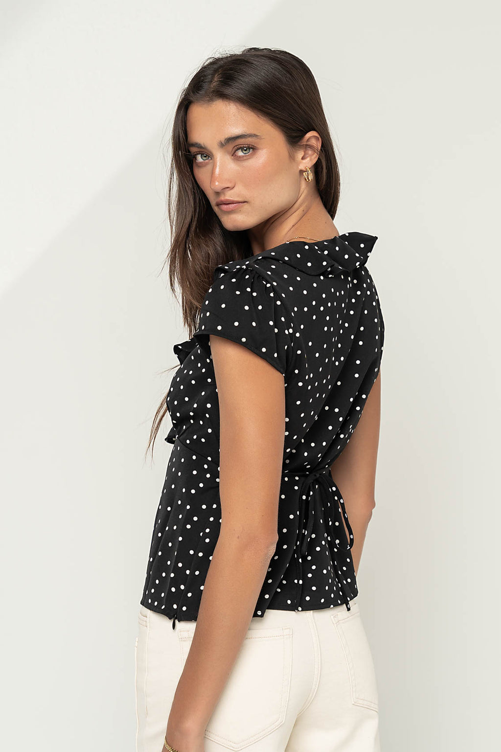 Lylah Polka Dot Top in Black