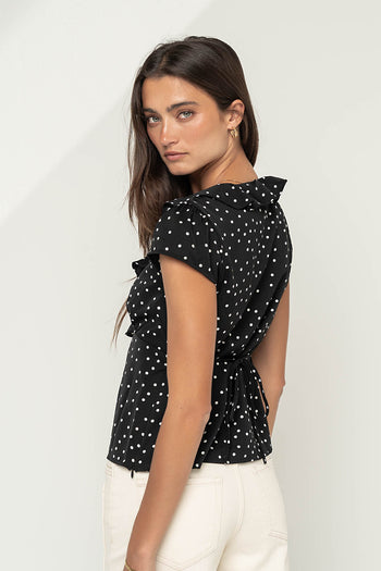 Lylah Polka Dot Top in Black