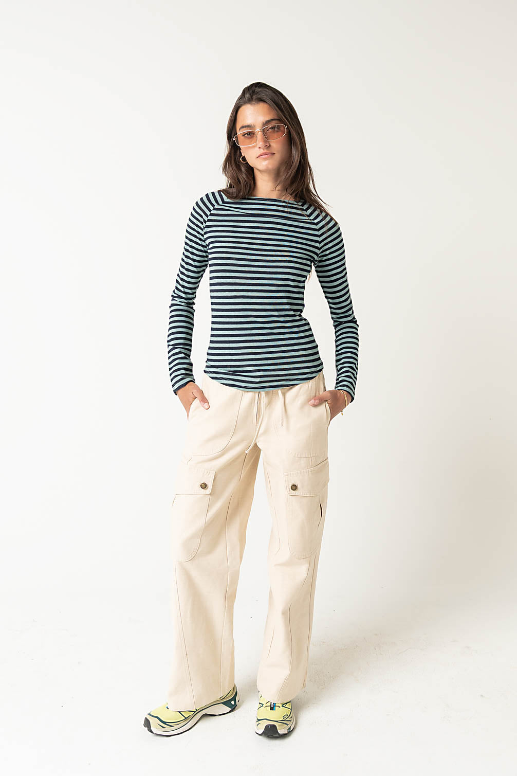 Lyza Striped Top in Blue - FINAL SALE