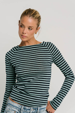 Lyza Striped Top in Blue - FINAL SALE