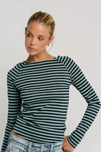 Lyza Striped Top in Blue - FINAL SALE