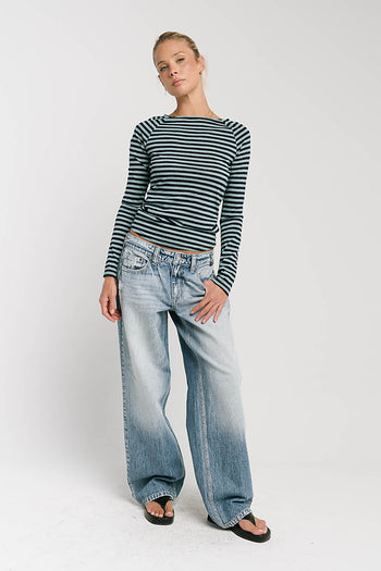 Lyza Striped Top in Blue - FINAL SALE