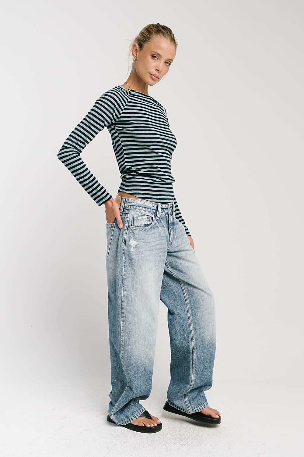 Lyza Striped Top in Blue - FINAL SALE