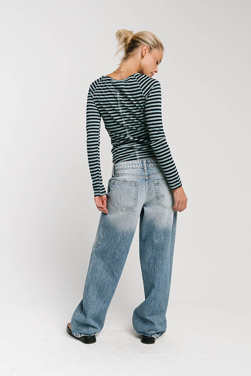 Lyza Striped Top in Blue - FINAL SALE