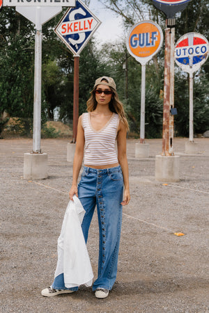 Kylen Striped Tank Top in Tan