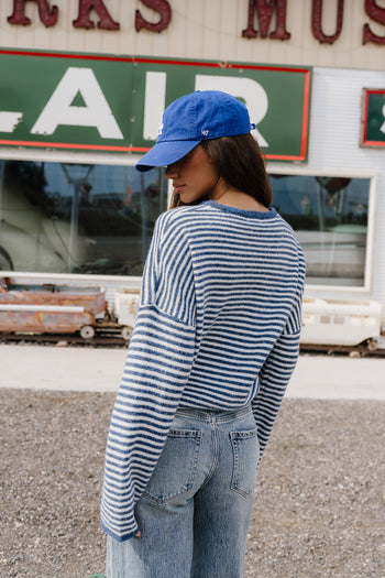 Kinsley Oversized Striped Sweater in Blue