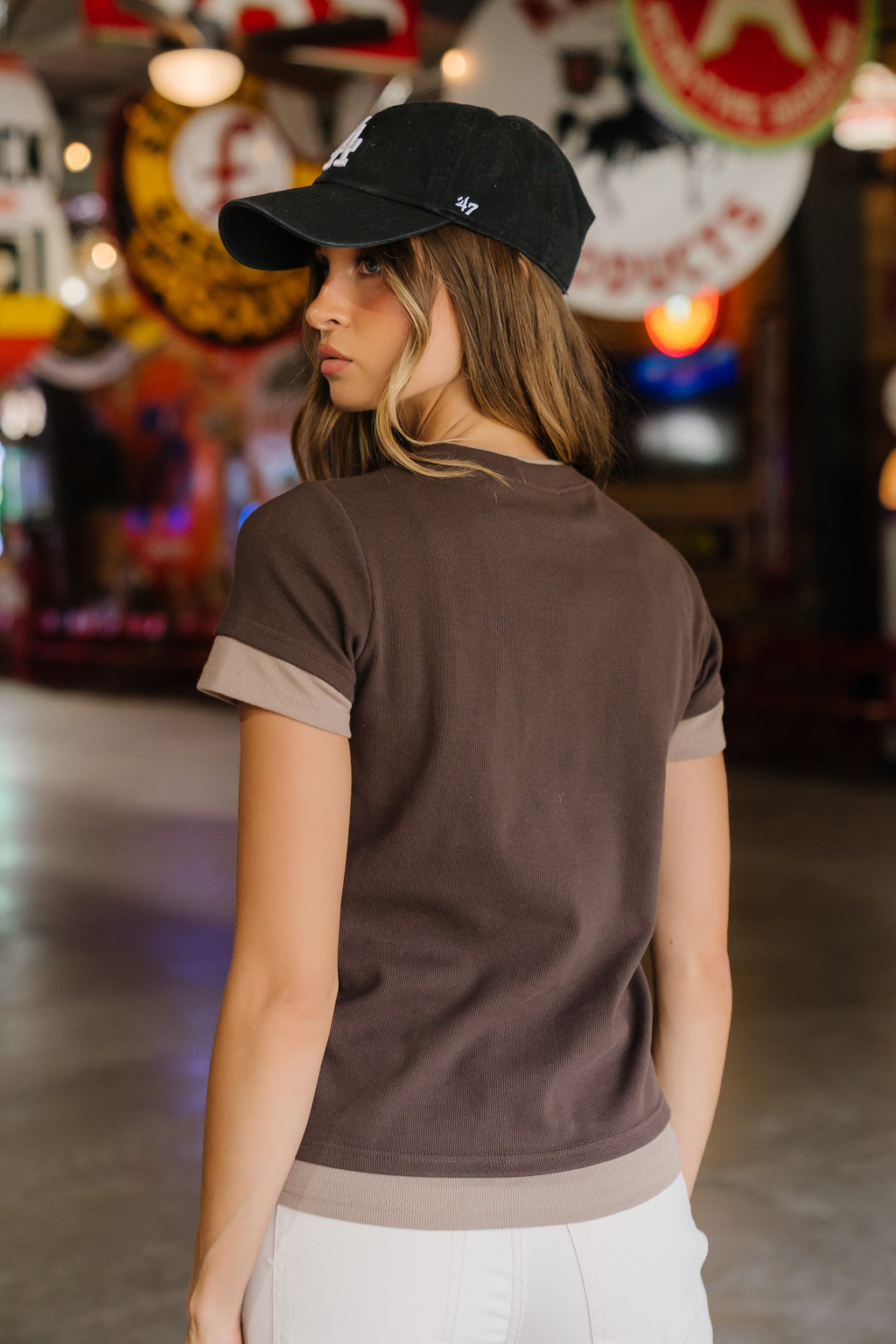 Kylena Double Layer Top in Brown