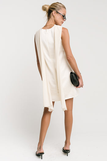 Lauren Satin Mini Dress in Cream