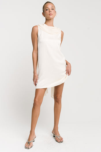 Lauren Satin Mini Dress in Cream