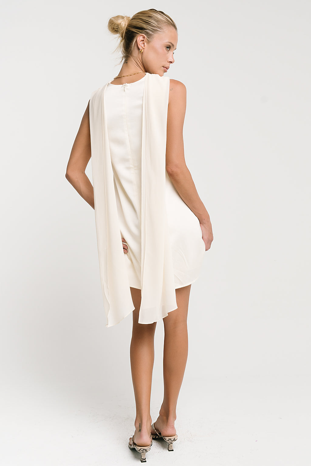 Lauren Satin Mini Dress in Cream