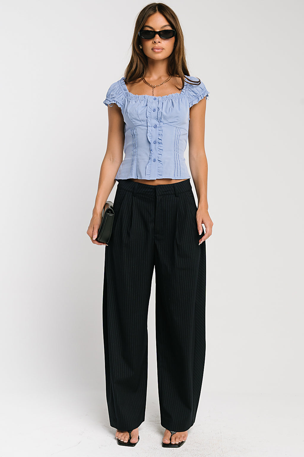 Alexa Pinstripe Barrel Trousers - FINAL SALE